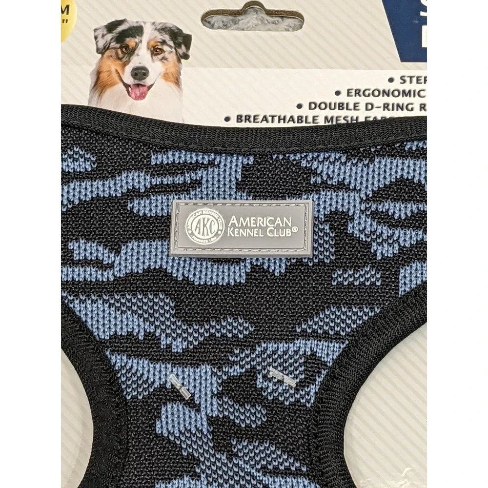 AKC‎ Step in Mesh Dog Harness Blue Camo Medium Adjustable 18